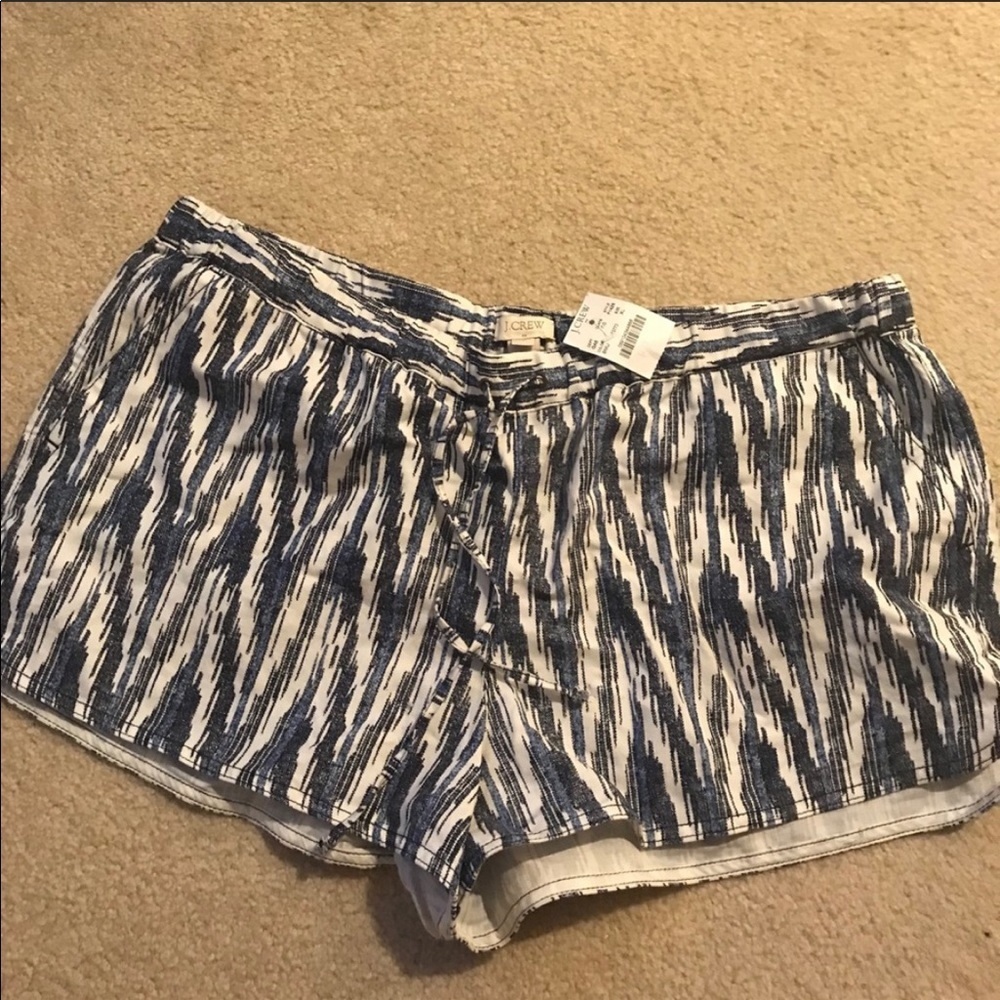 NWT⛱️J.Crew - Blue & White Linen Pull-On Shorts - XL